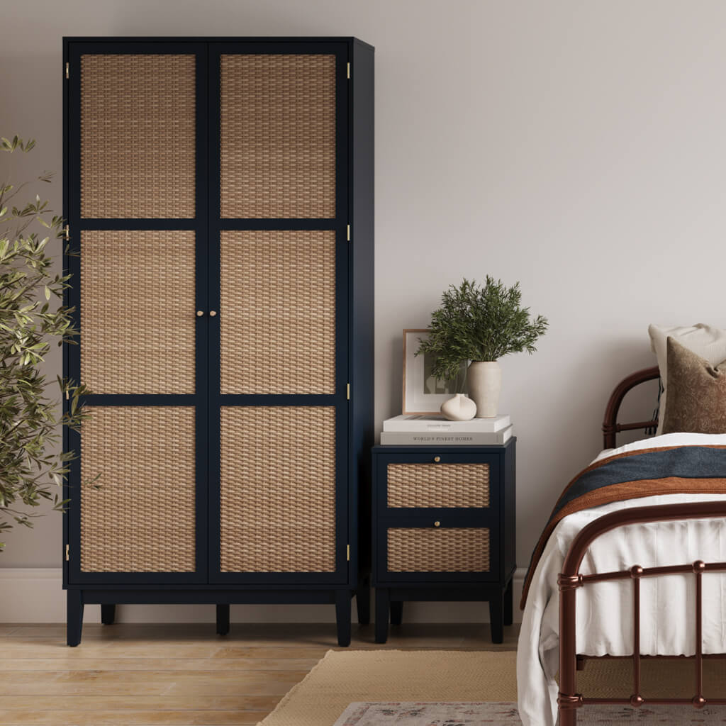 Chic Bordeaux Berlin Blue 2-Door Wardrobe: Stylish Storage for Modern Homes