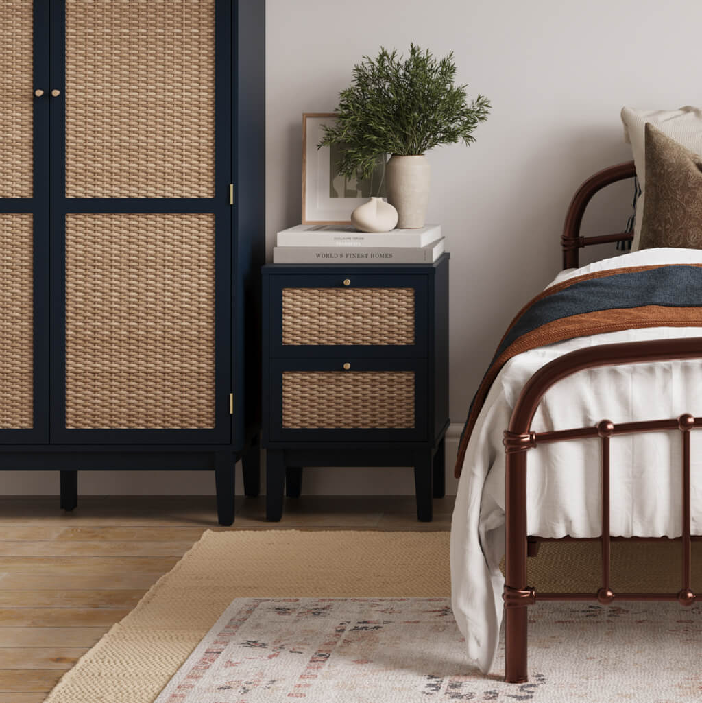 Chic Bordeaux Berlin Blue 2-Door Wardrobe: Stylish Storage for Modern Homes