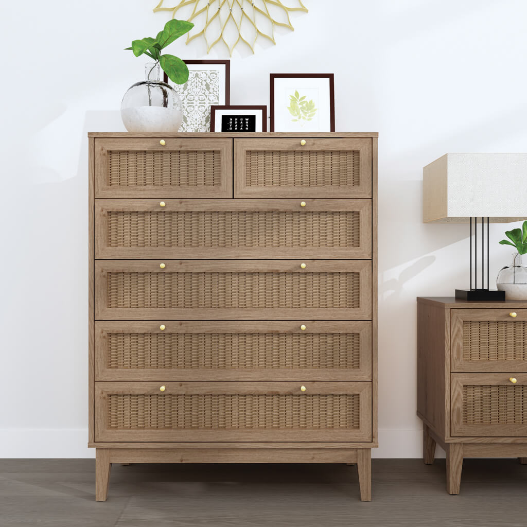 Chic Bordeaux Oak Chest of Drawers - 5 Spacious Storage Drawers