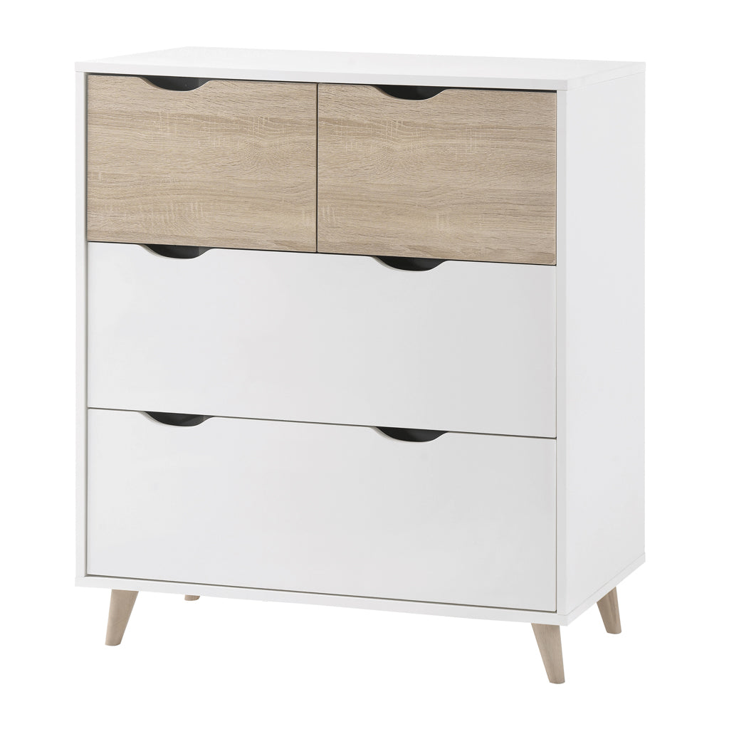 Chic Stockholm White Oak Chest of Drawers with 3 Spacious Storage Drawers