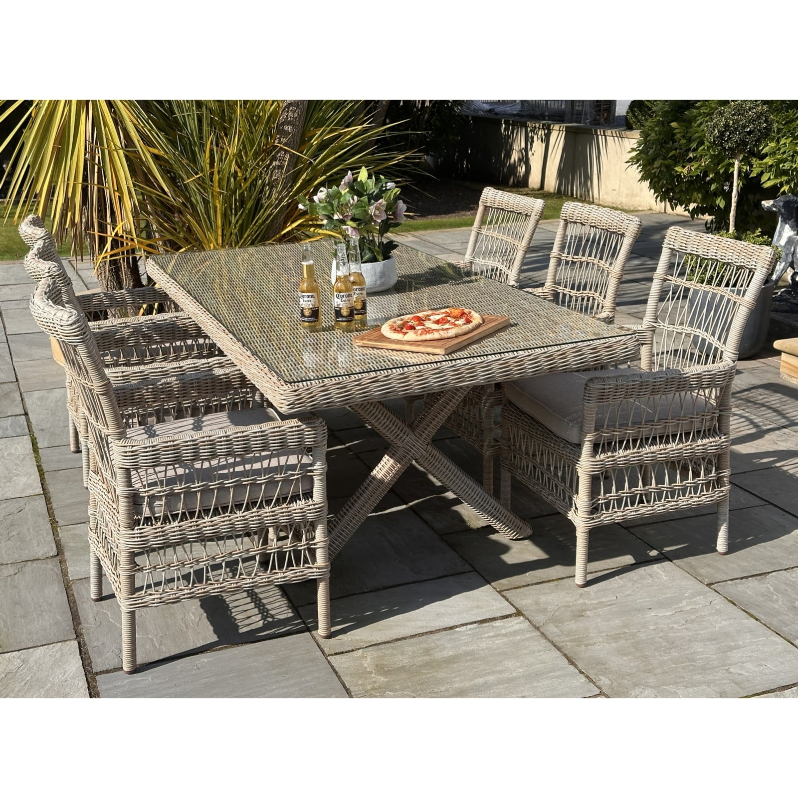 Provence Outdoor 6-Seater Dining Set: Durable All-Weather Wicker & Aluminium Frame