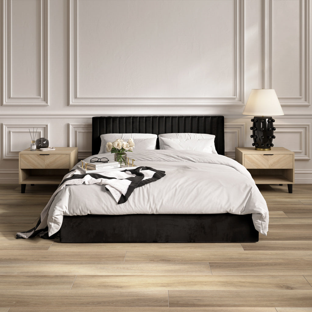 Berlin Black Faux Leather Bed Frame - Modern Bedroom Style