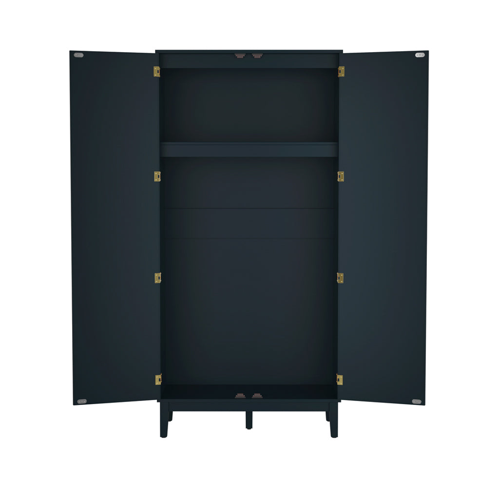 Chic Bordeaux Berlin Blue 2-Door Wardrobe: Stylish Storage for Modern Homes