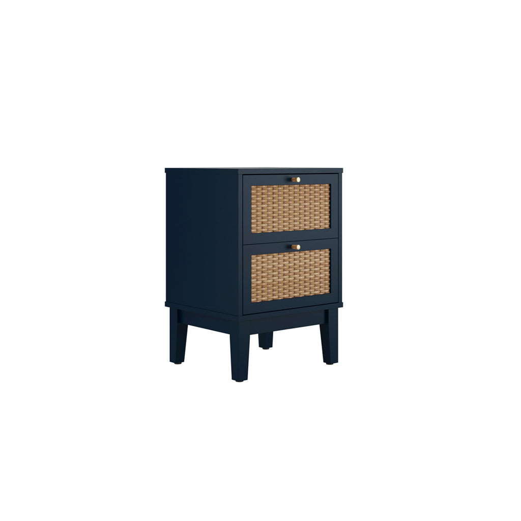 Bordeaux Berlin Blue Two-Drawer Bedside Cabinet with Gold Handles