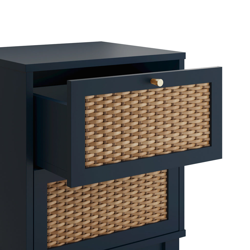 Bordeaux Berlin Blue Two-Drawer Bedside Cabinet with Gold Handles