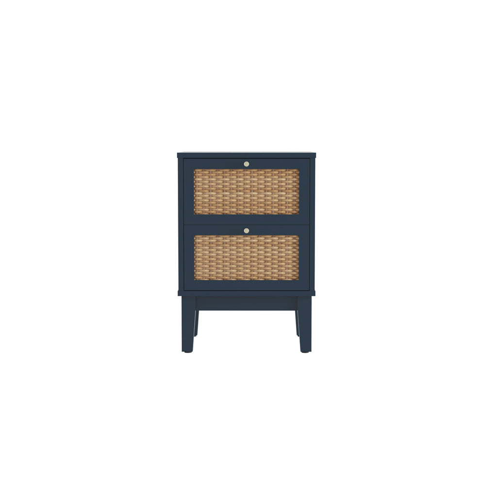 Bordeaux Berlin Blue Two-Drawer Bedside Cabinet with Gold Handles