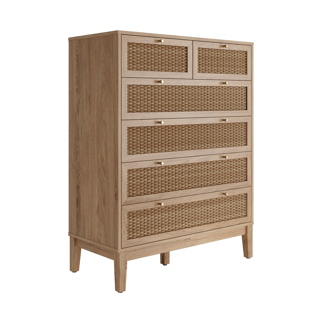 Chic Bordeaux Oak Chest of Drawers - 5 Spacious Storage Drawers