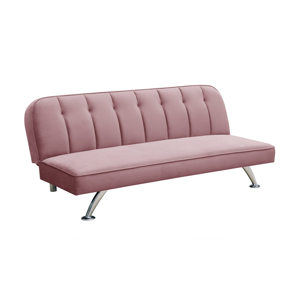 Brighton Pink Velvet Sofa Bed with Storage and Rollaway Mattress