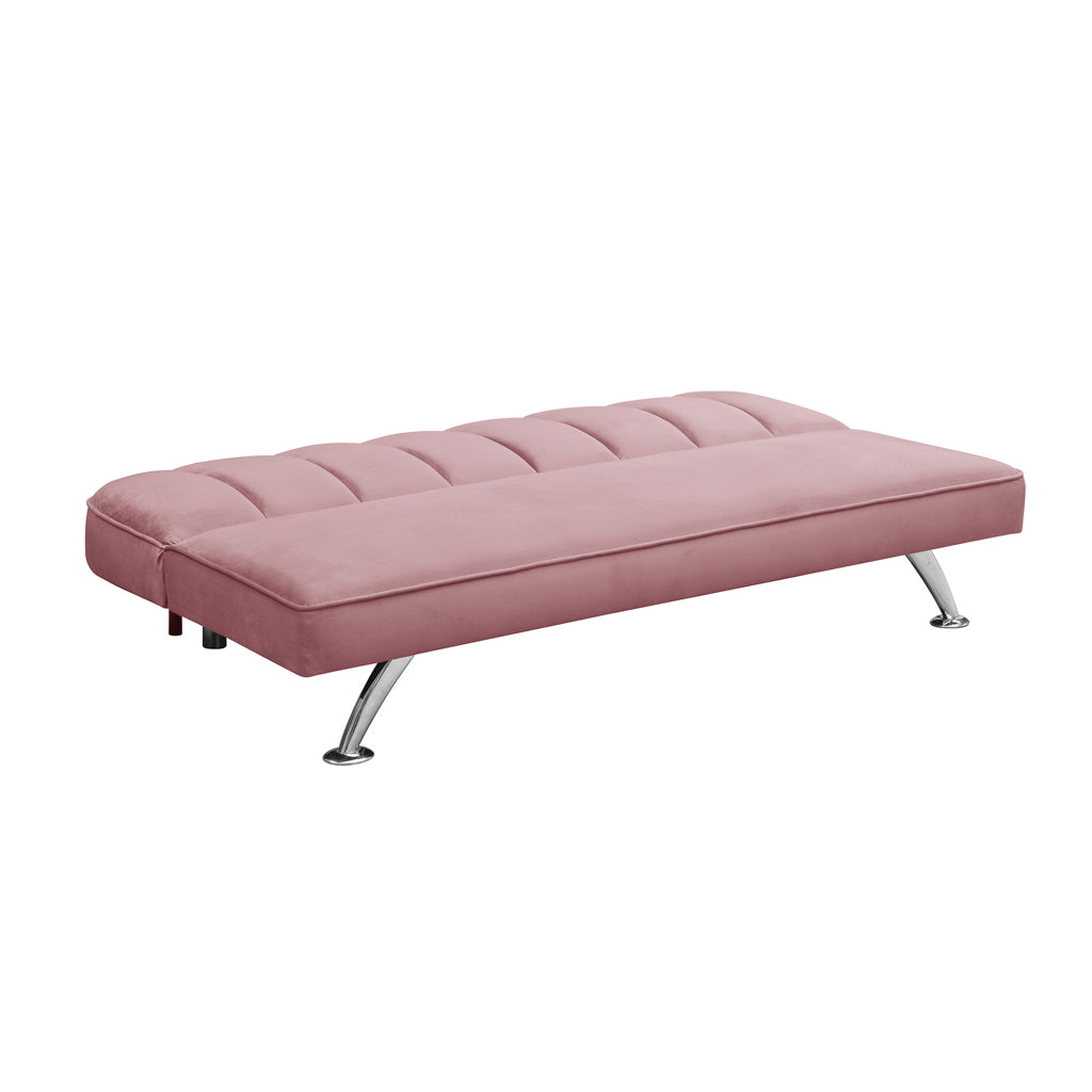 Brighton Pink Velvet Sofa Bed with Storage and Rollaway Mattress