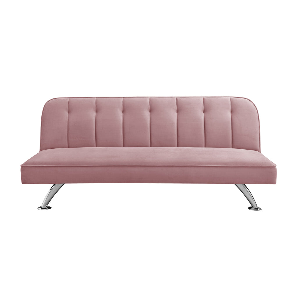 Brighton Pink Velvet Sofa Bed with Storage and Rollaway Mattress