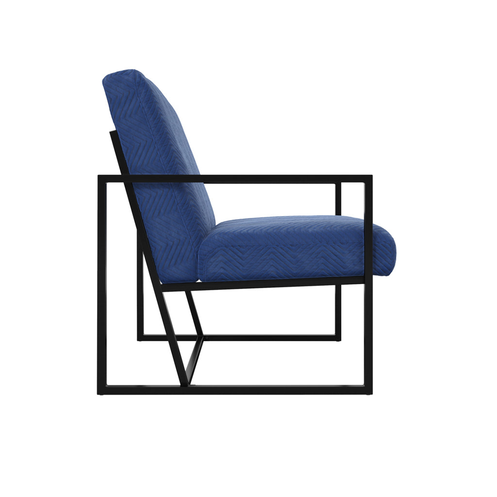 Charming Chance Oxford Blue Velvet Accent Arm Chair - Tufted & Elegant