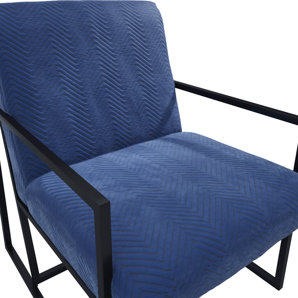 Charming Chance Oxford Blue Velvet Accent Arm Chair - Tufted & Elegant