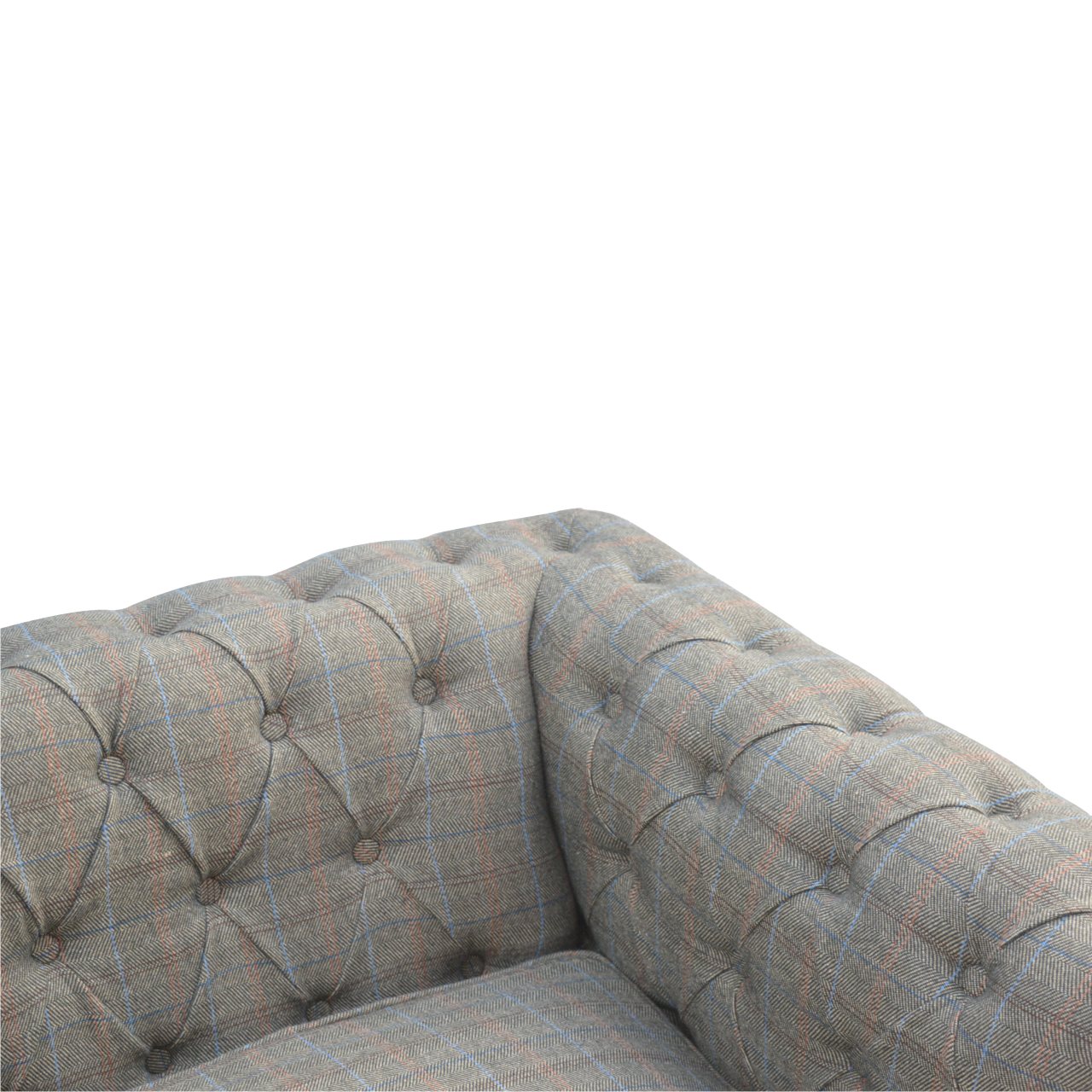 Multi Tweed 3‑Seat Chesterfield Sofa Handcrafted Solid Mango Wood