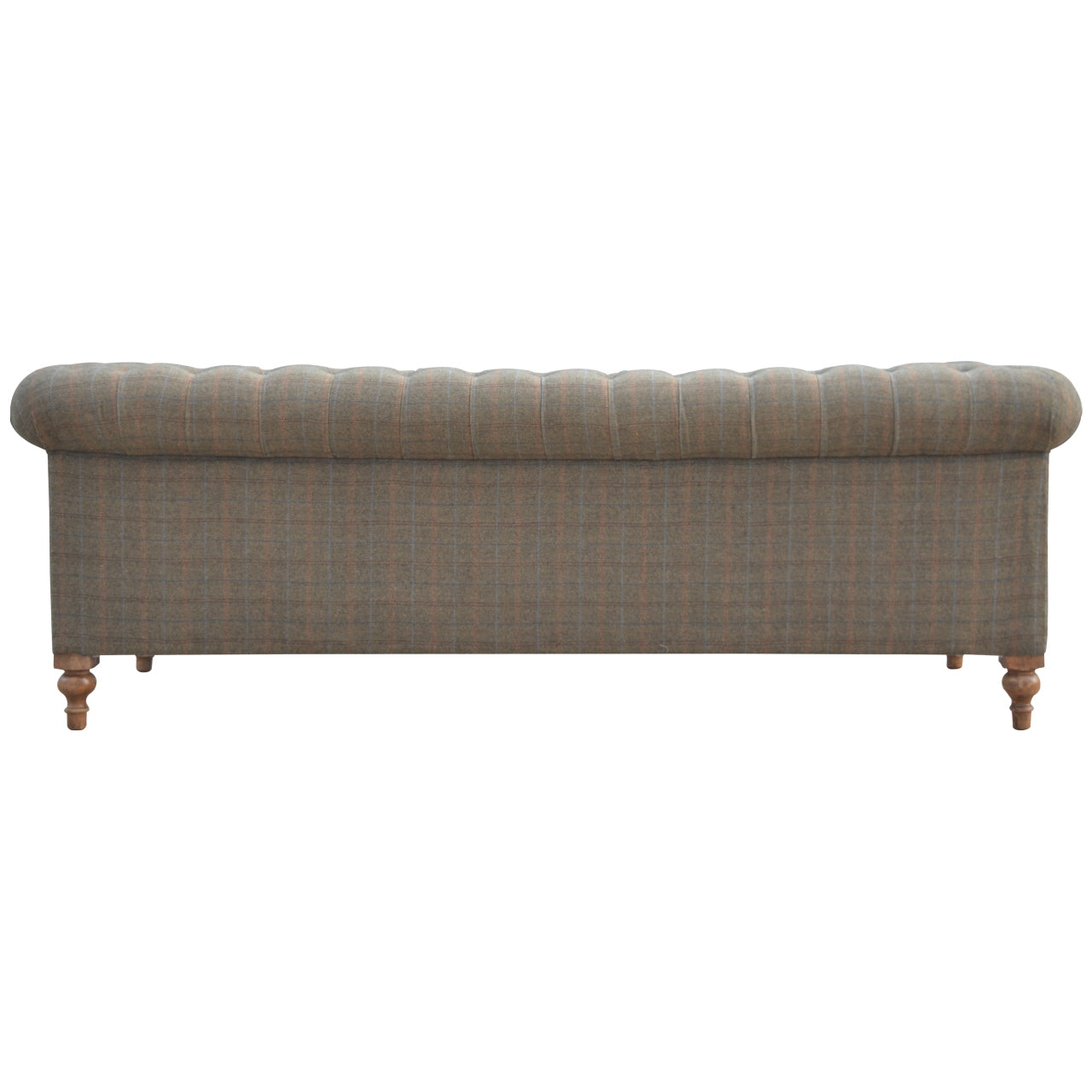 Multi Tweed 3‑Seat Chesterfield Sofa Handcrafted Solid Mango Wood