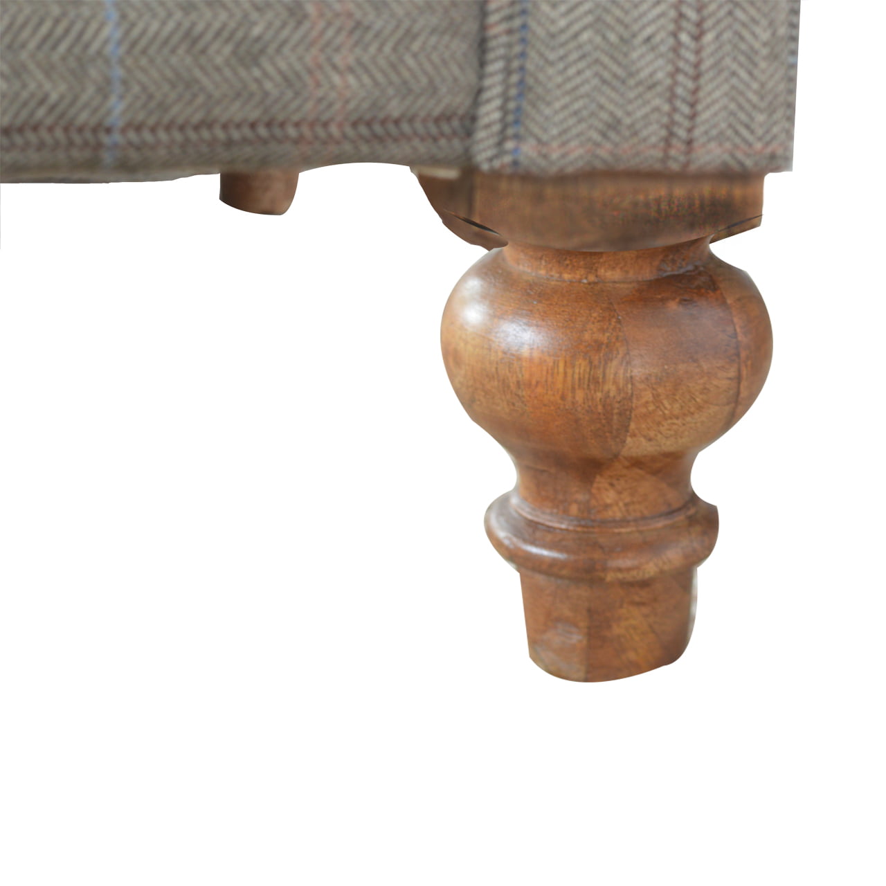 Multi Tweed Two-Seat Chesterfield Sofa with Solid Mango Wood