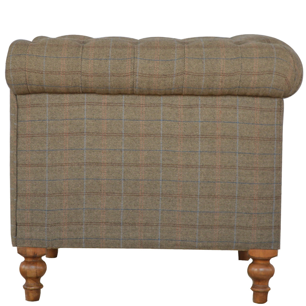 Multi Tweed Two-Seat Chesterfield Sofa with Solid Mango Wood