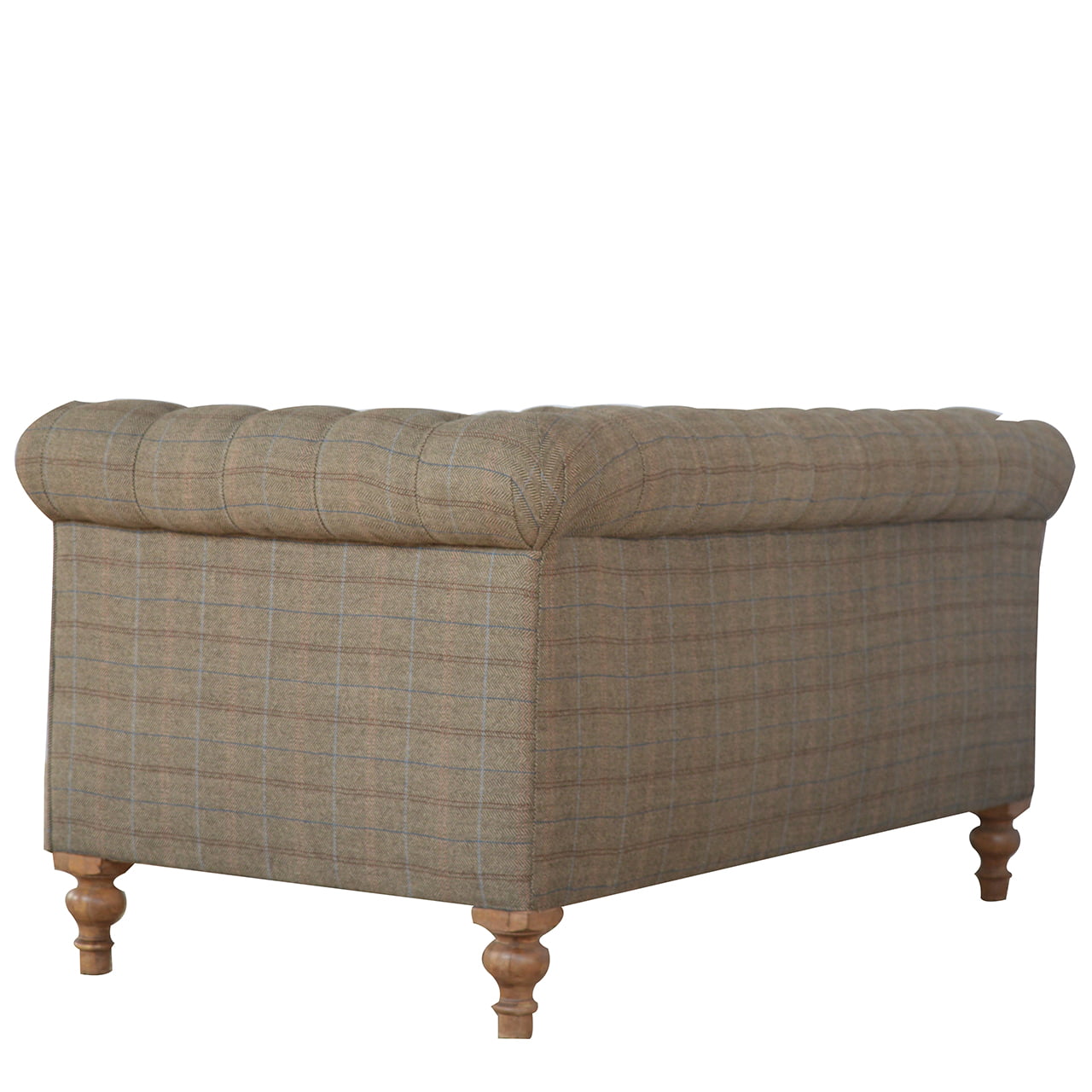Multi Tweed Two-Seat Chesterfield Sofa with Solid Mango Wood