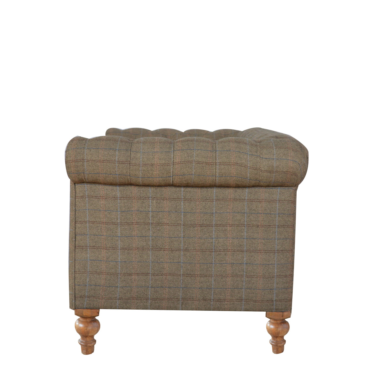 Multi Tweed Two-Seat Chesterfield Sofa with Solid Mango Wood