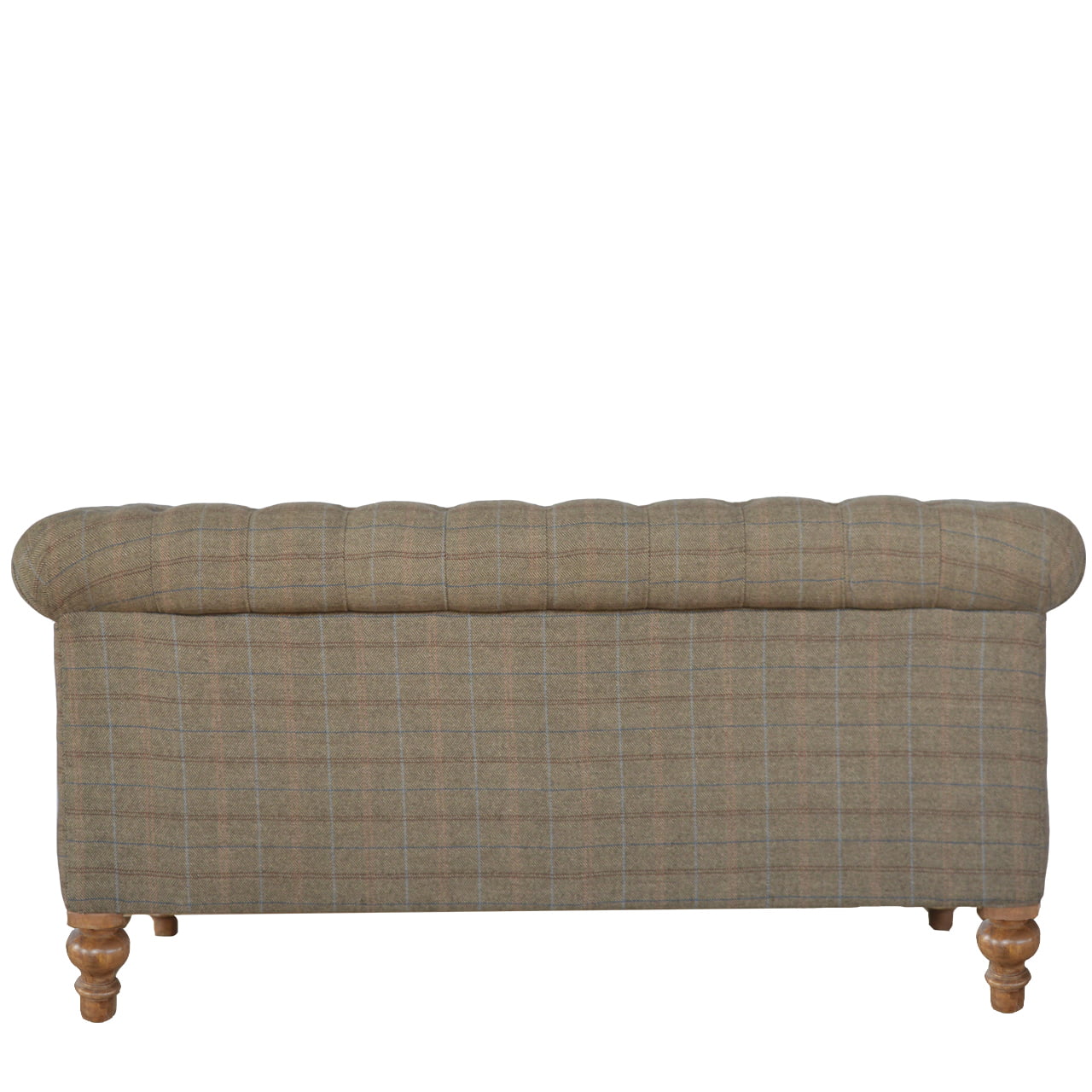Multi Tweed Two-Seat Chesterfield Sofa with Solid Mango Wood