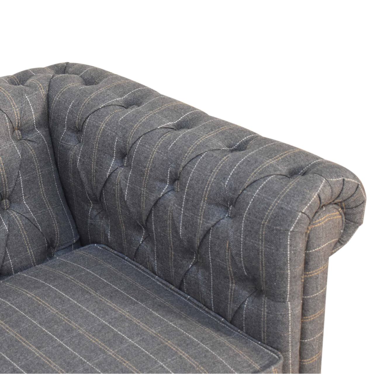 Pewter Tweed 2-Seat Chesterfield Sofa with Solid Mango Wood Frame
