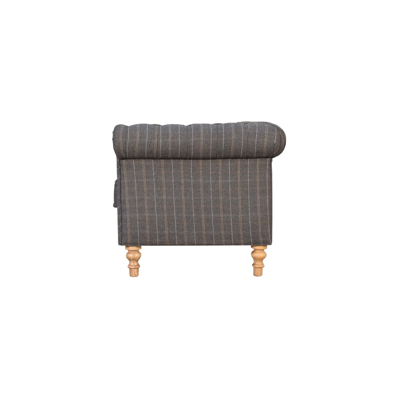 Pewter Tweed 2-Seat Chesterfield Sofa with Solid Mango Wood Frame