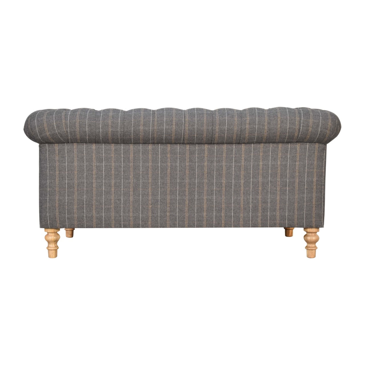 Pewter Tweed 2-Seat Chesterfield Sofa with Solid Mango Wood Frame