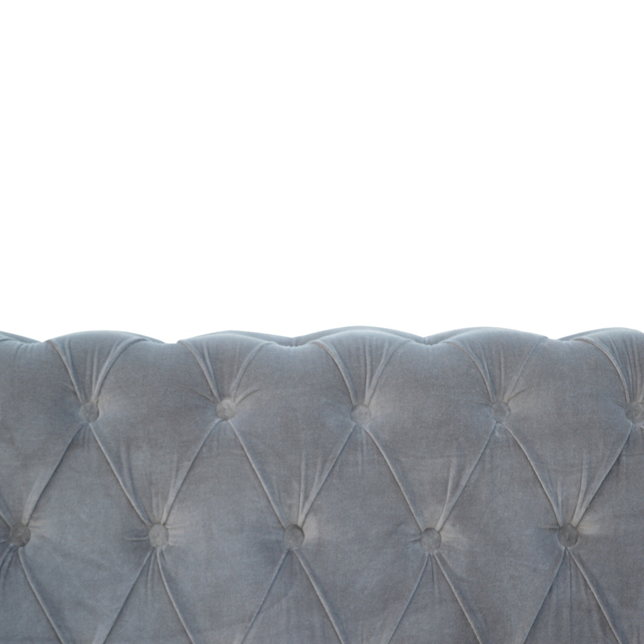 Luxurious Grey Velvet 2-Seater Chesterfield Sofa with Walnut Feet