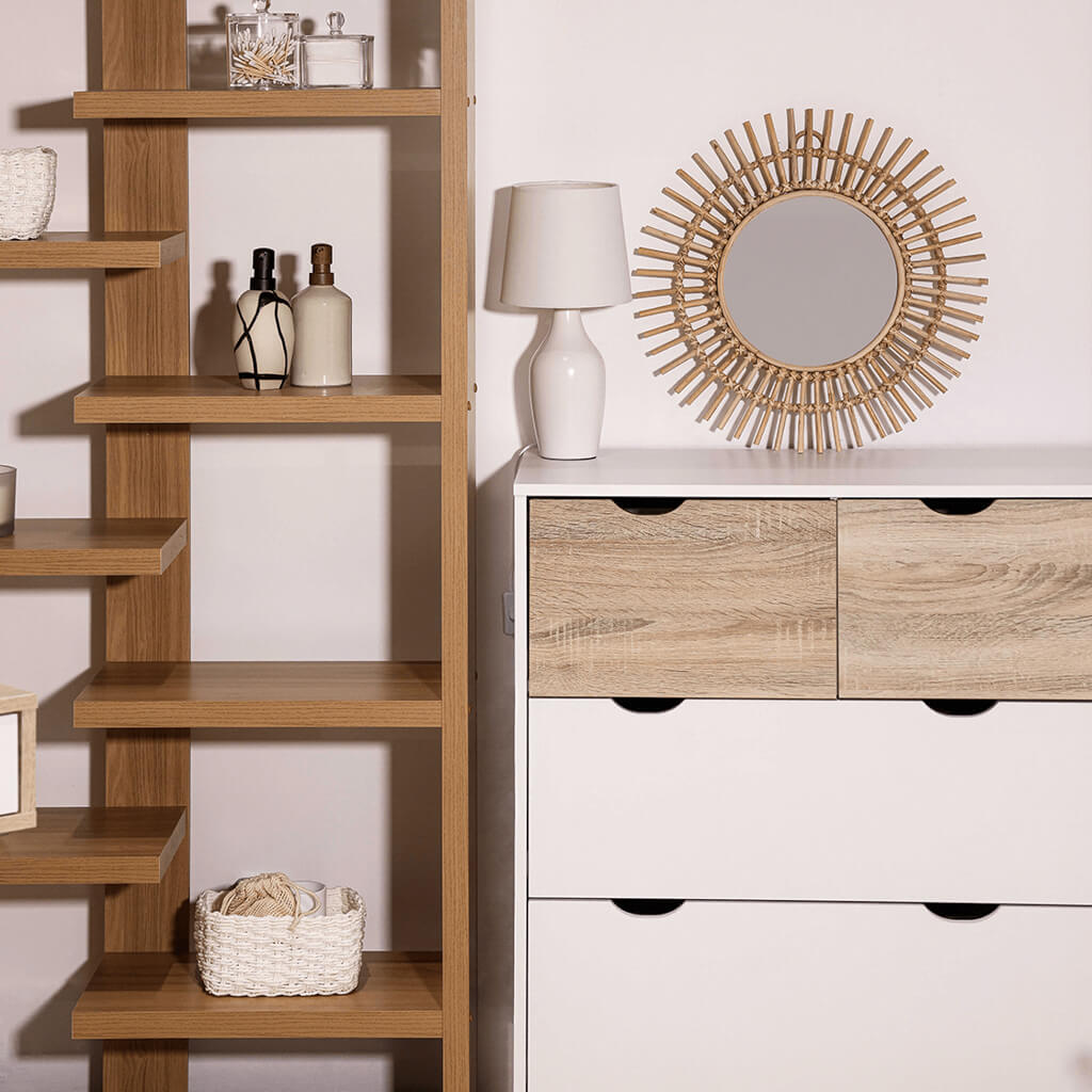 Chic Stockholm White Oak Chest of Drawers with 3 Spacious Storage Drawers