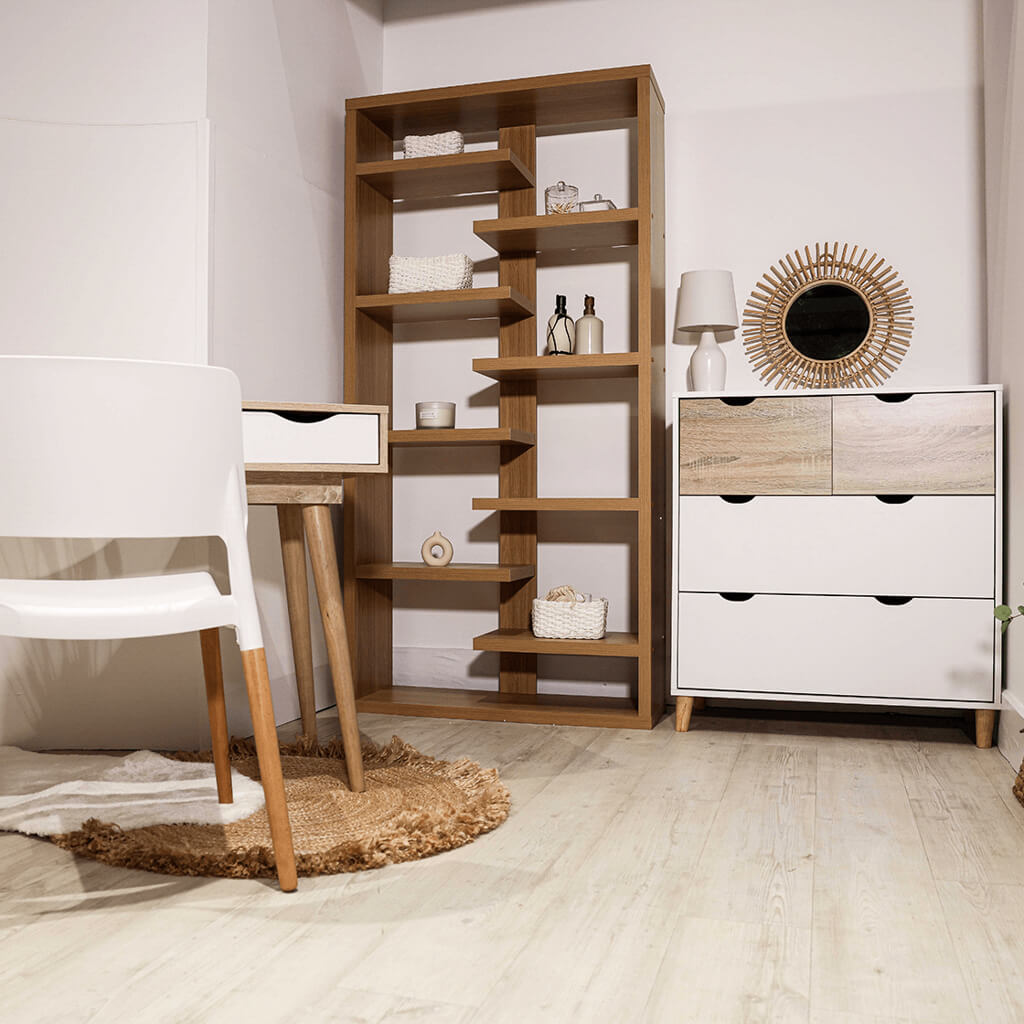 Chic Stockholm White Oak Chest of Drawers with 3 Spacious Storage Drawers