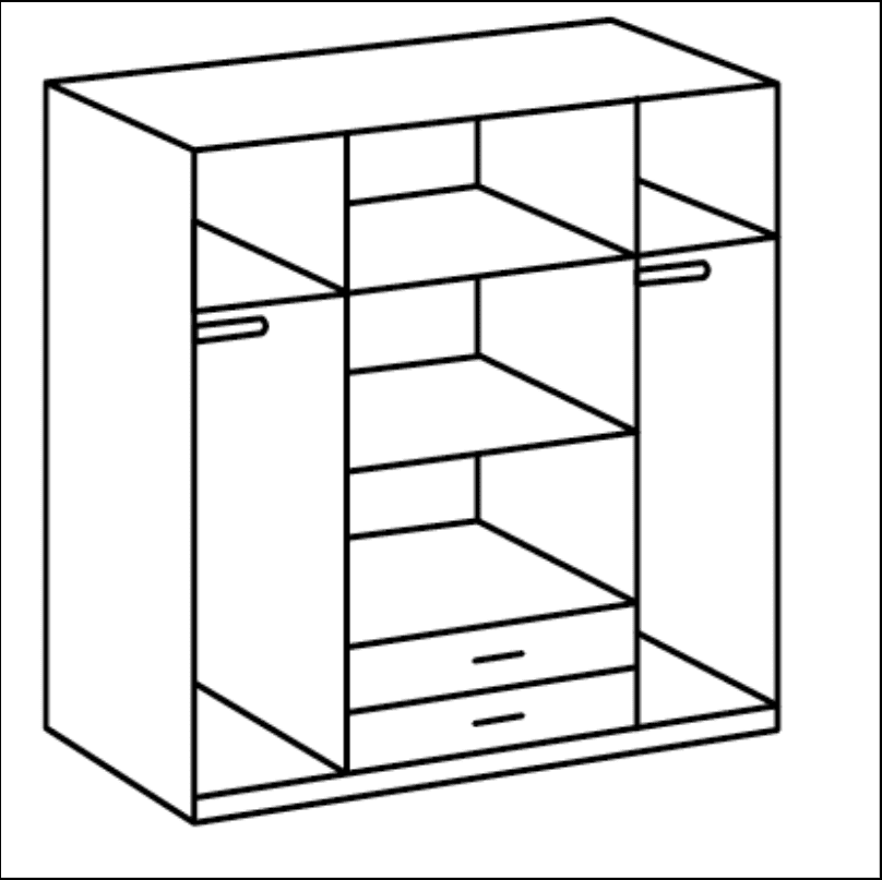 Anzo White Gloss Oak Effect 4-Door Wardrobe - Modern Bedroom Storage with Shelves & Rails