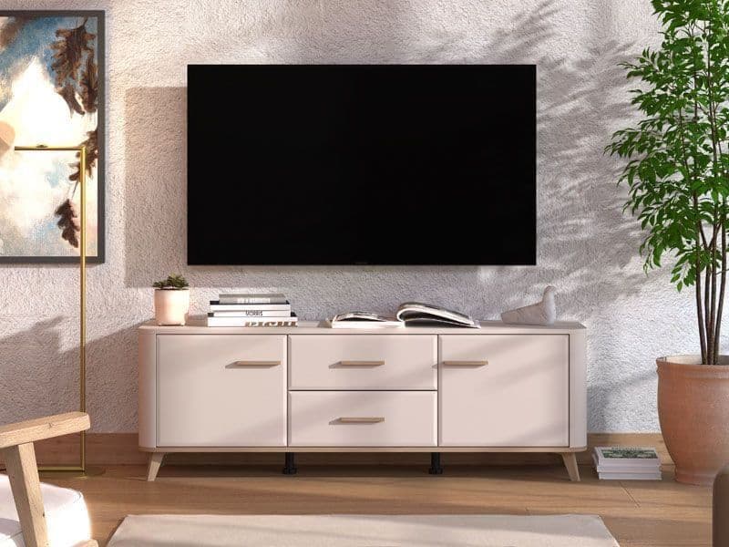 Elegant Dariqon Cashmere Oak Effect 60-inch TV Unit with Storage Solution