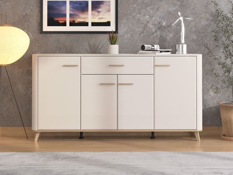 Dariqon Cashmere Oak Effect 180cm Four-Door Sideboard with Spacious Storage