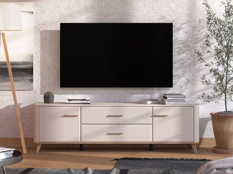 Dariqon Large 71-inch Contemporary Cashmere & Oak Effect TV Unit with Storage