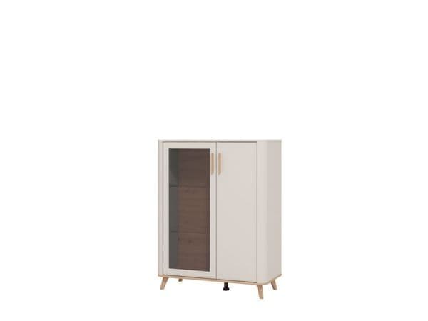 Dariqon Cashmere Oak Effect Low 2-Door Display Cabinet Glass Shelf