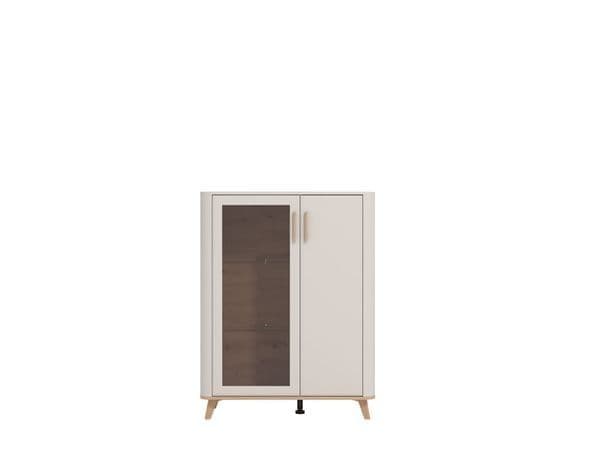Dariqon Cashmere Oak Effect Low 2-Door Display Cabinet Glass Shelf