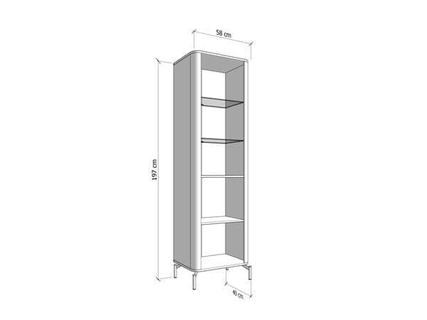 Elegant Dariqon Cashmere & Oak Effect Tall Slim Display Cabinet with Glass Door