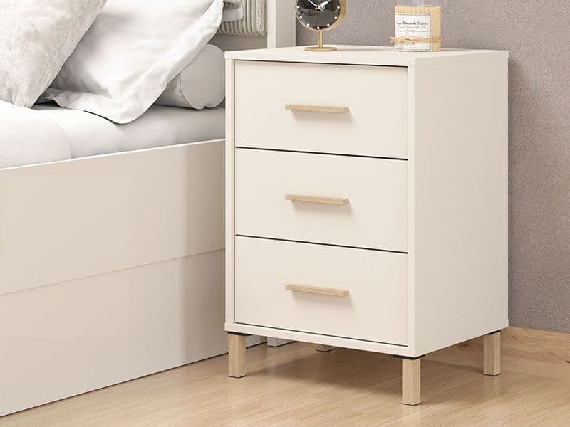 Granada Cashmere and Artisan Oak Effect 3-Drawer Bedside Table