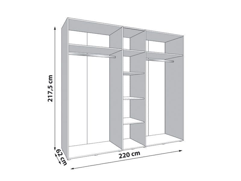 Granada Cashmere Artisan Oak 5-Door Mirrored Wardrobe with Hanging Rails, Shelves