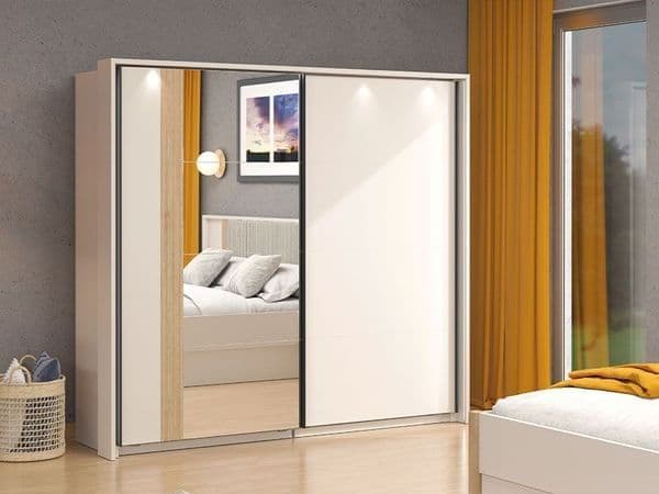 Granada Cashmere Artisan Oak Effect 220cm Sliding Wardrobe with Mirrors