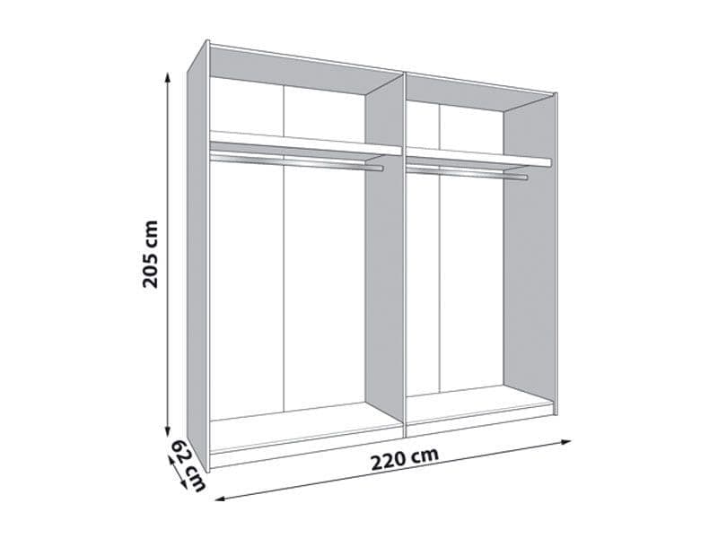 Granada Cashmere Artisan Oak Effect 220cm Sliding Wardrobe with Mirrors