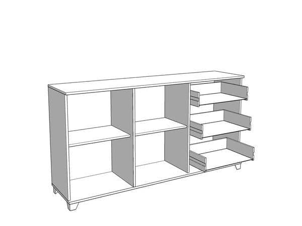 Merlot White Gloss Warm Oak Effect Sideboard with Two Doors and Four Shelves