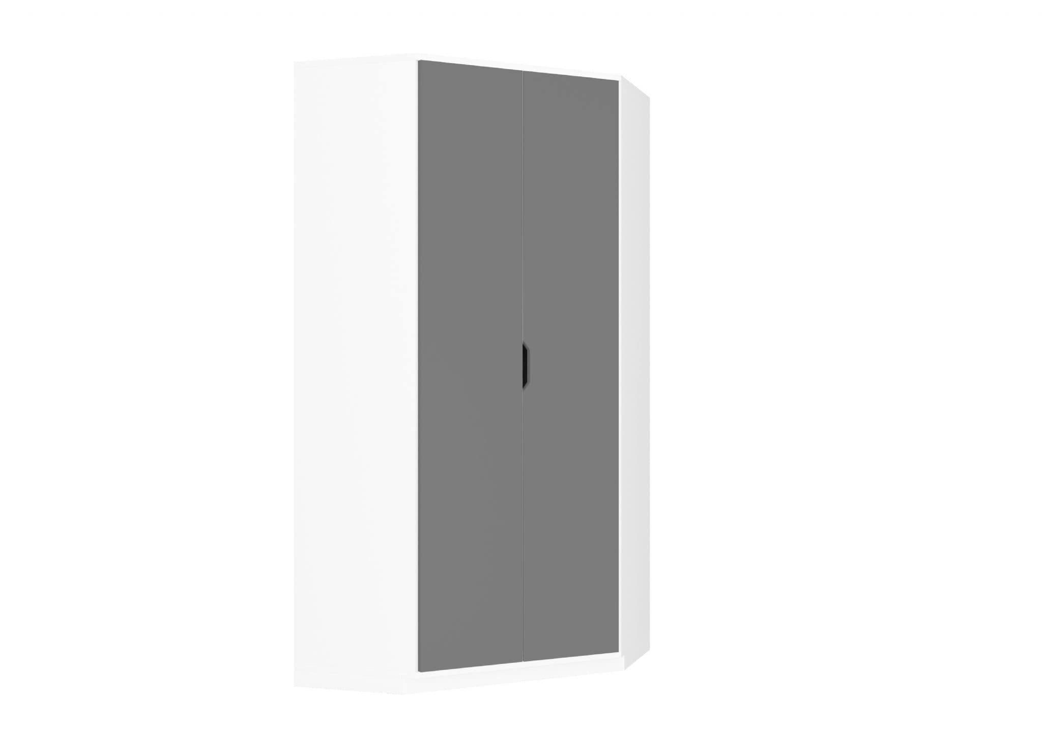 Santino High Gloss Grey & White Corner Wardrobe - Space-Saving Storage Solution