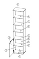 Santino Tall Narrow Bookcase, White Gloss Door, Modern Storage Unit