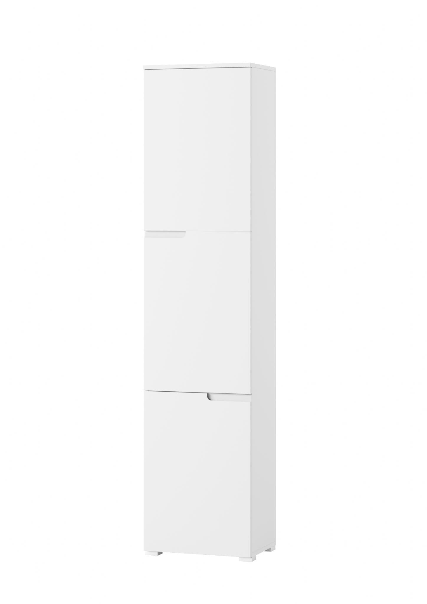 Santino Modern Tall Narrow Bookcase with White Gloss Doors, 6 Compartments