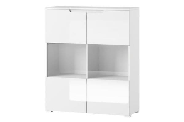 Santino White Gloss Display Cabinet: Elegant Modern Storage with Glass Doors