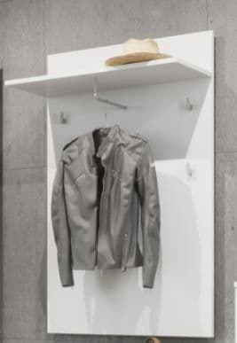 Modern White Gloss Hallway Coat Rack with Shelf and Multiple Hooks