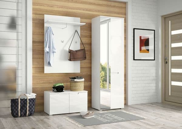 Santino Modern White Gloss Hallway Storage Cupboard Cabinet – 2 Handle-less Doors