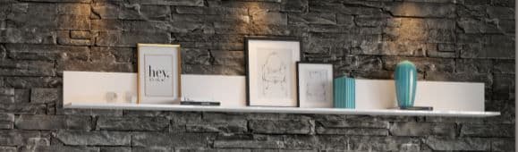 Santino White Gloss Long Floating Wall Shelf - Modern, Sleek Display Storage Unit