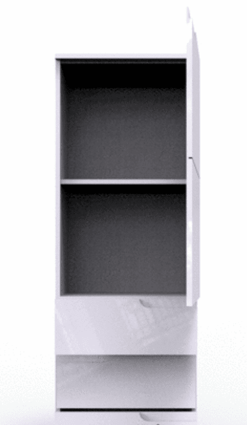 Santino White Gloss Tallboy Storage Unit: Slim Design, Cupboard, Three Drawers