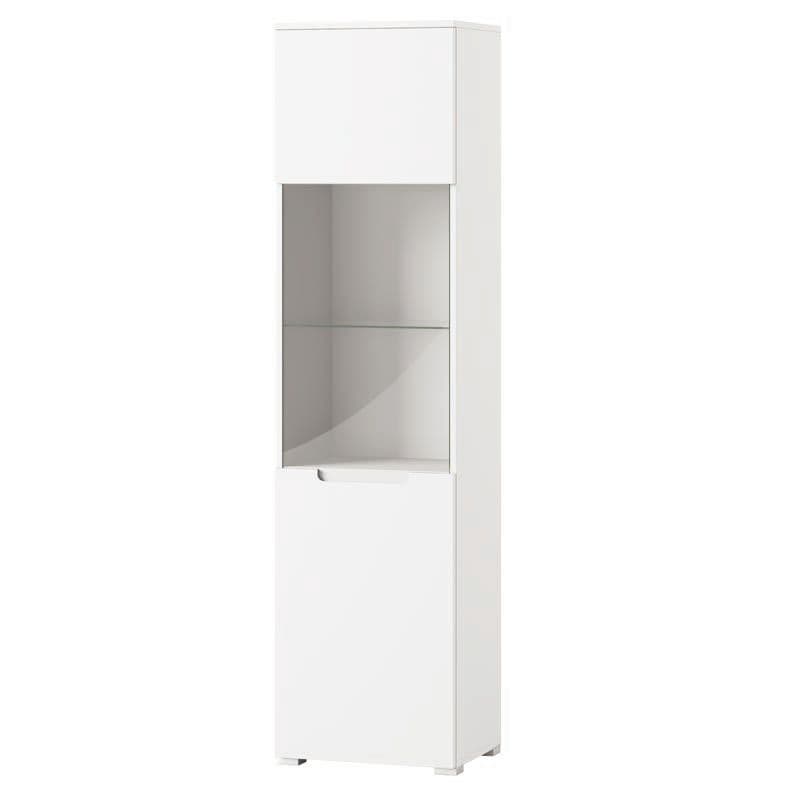 Santino White Gloss Tall Display Unit with Glass Door and Shelves